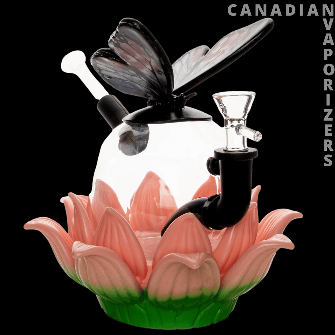 Lit Silicone 7&quot; Lotus Butterfly Water Pipe