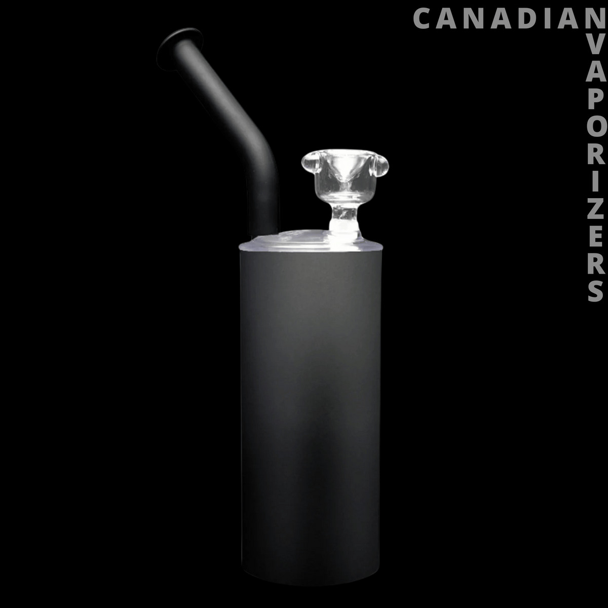 Polar Blast The Skinny Polar Blast - Matte black cylindrical glass water pipe with a curved side neck and clear glass bowl, Candy Purple variant.