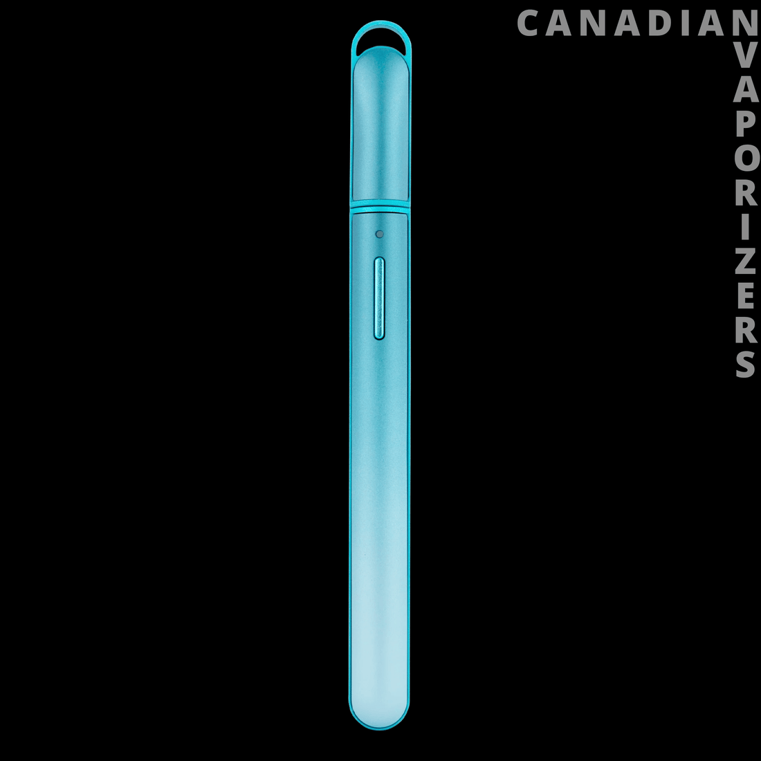 Puffco Hot Knife - Slim turquoise Puffco Hot Knife tool with a rounded cap and small side button, shown vertically.