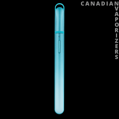 Puffco Hot Knife - Slim turquoise Puffco Hot Knife tool with a rounded cap and small side button, shown vertically.