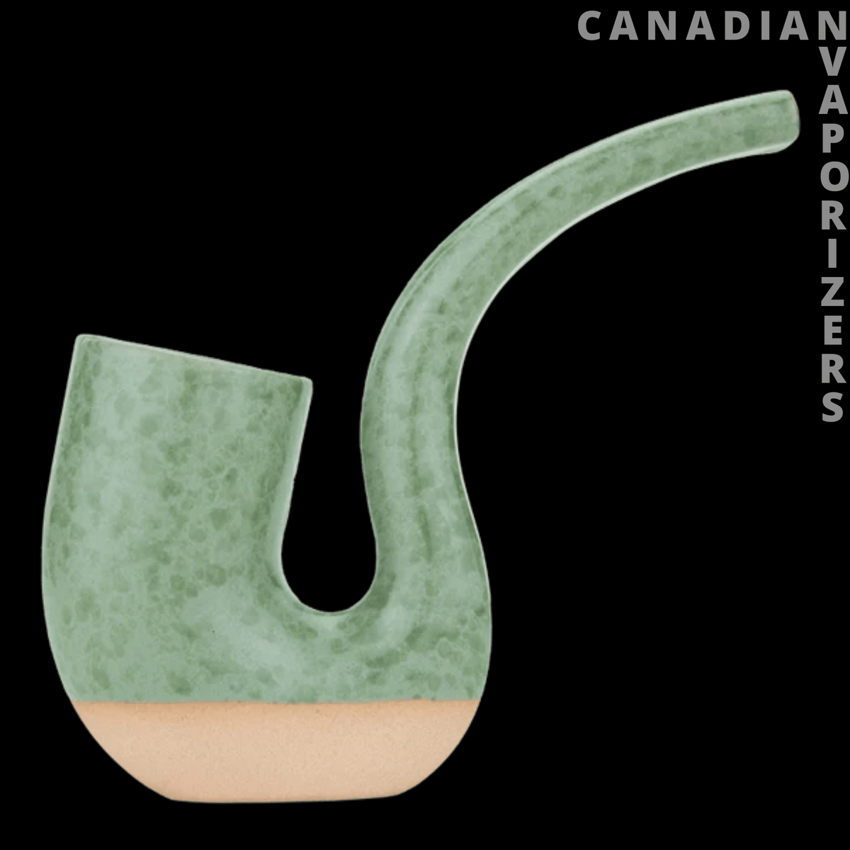 Puffco Proxy Terrapipe - Matcha-green marbled terrapipe with a curved stem and a rounded beige base.