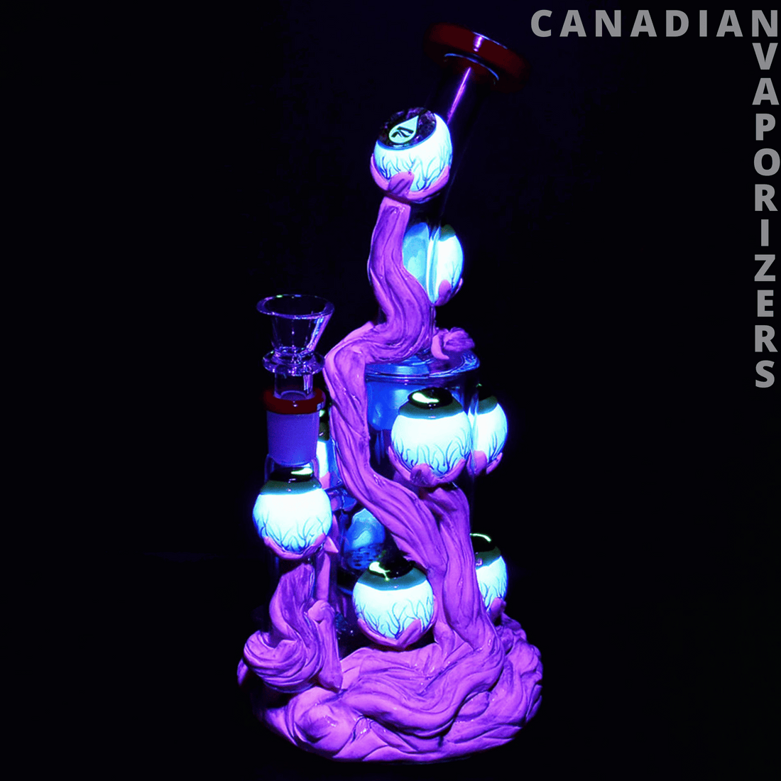 Pulsar All Eyes On You” Water Pipe – 9.5 Glow-in-the-Dark Glass Bong (14mm)