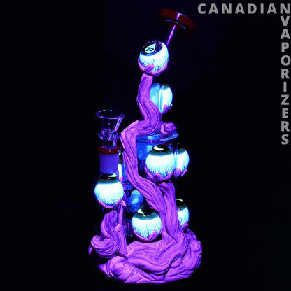 Pulsar All Eyes On You” Water Pipe – 9.5 Glow-in-the-Dark Glass Bong (14mm)