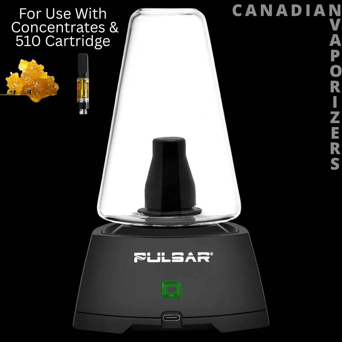 Pulsar Sipper Dry Cup Edition - Black Pulsar sipper base with clear tapered chamber and central black mouthpiece.