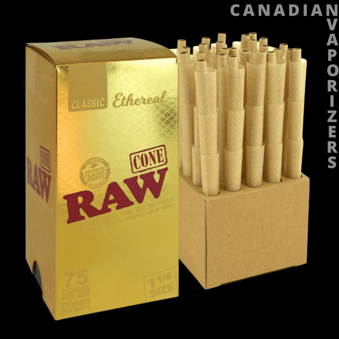 Raw 1¼ Classic Ethereal Pre-Rolled Cones (Display of 75)