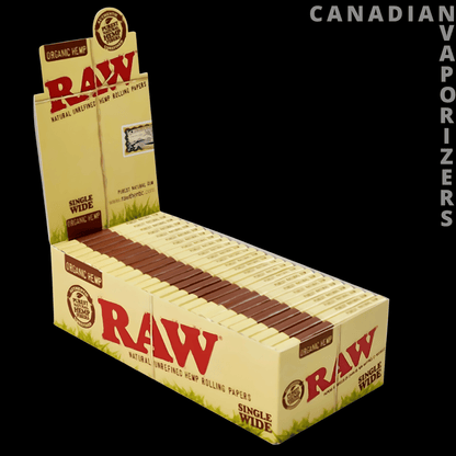 Raw Organic Single Wide Double Window Rolling Papers (Display of 25)