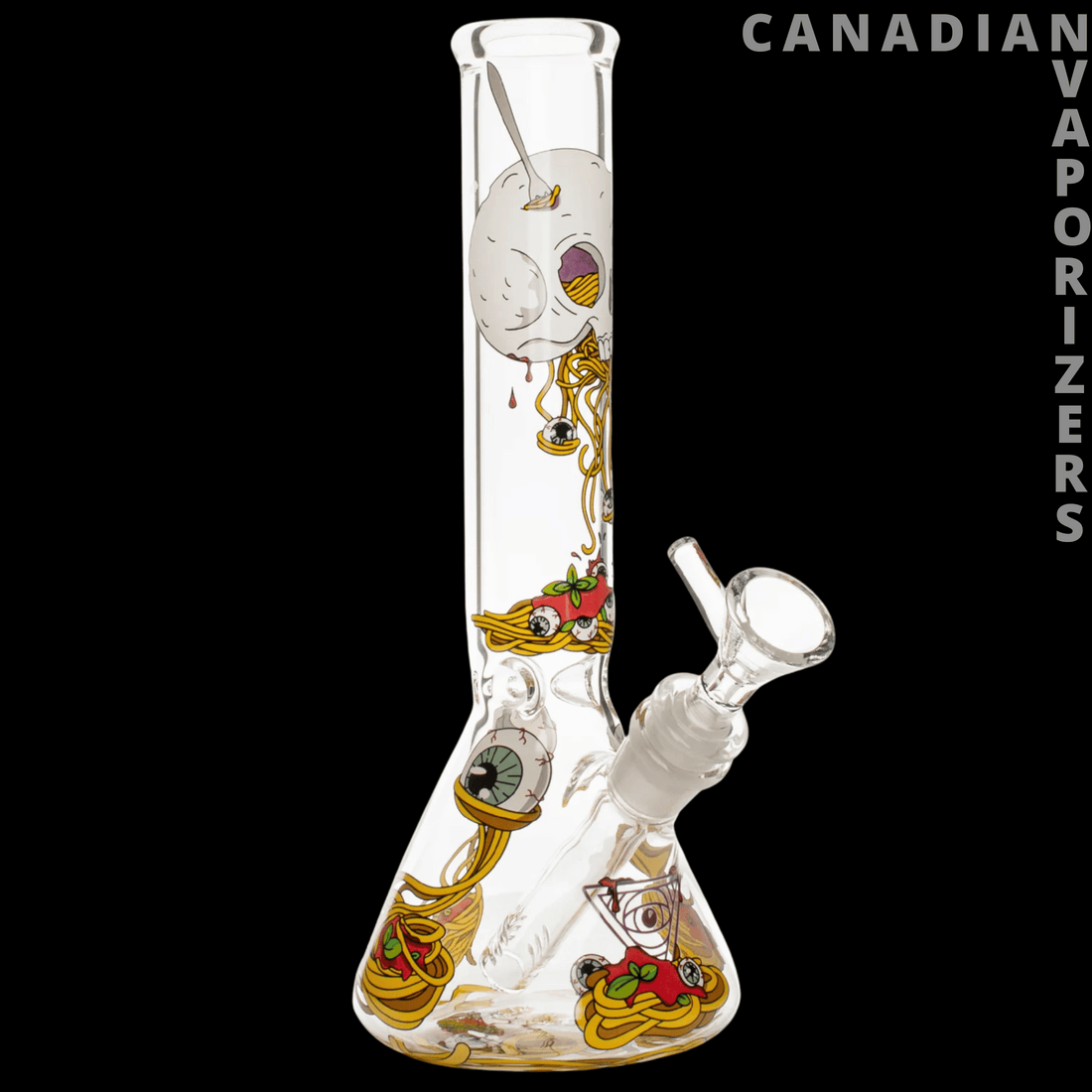 Red Eye Glass 12&quot; Spaghetti Skull Water Pipe