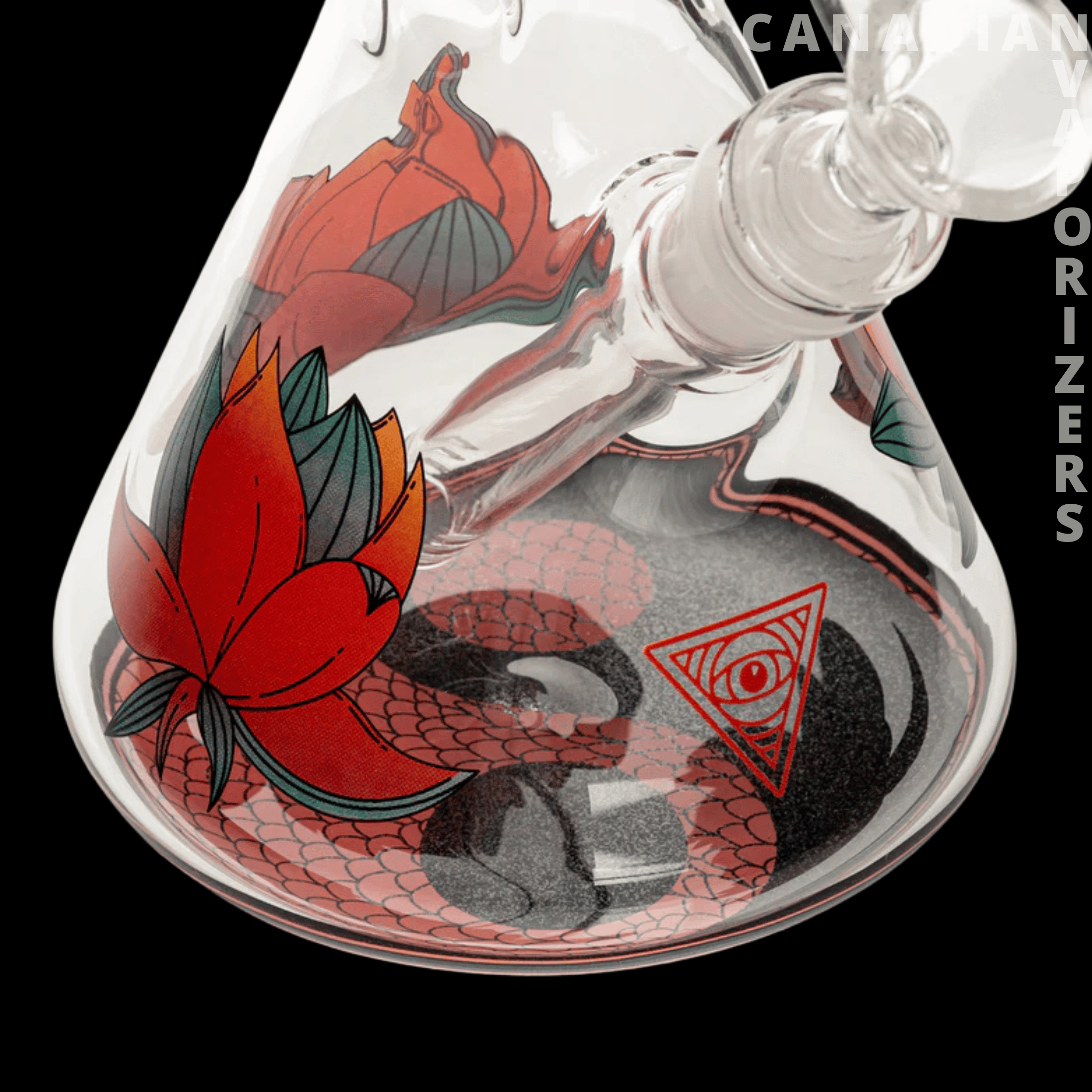 Red Eye Glass 12&quot; Yin-Yang Dragon Water Pipe