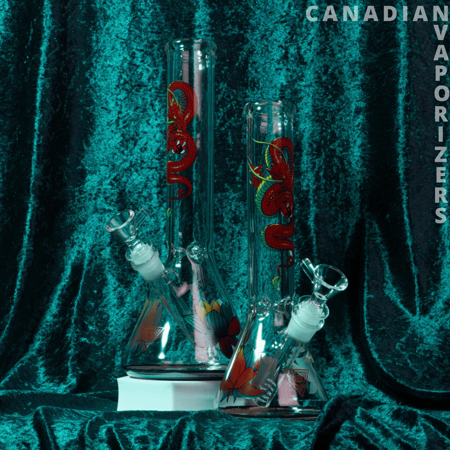 Red Eye Glass 12&quot; Yin-Yang Dragon Water Pipe