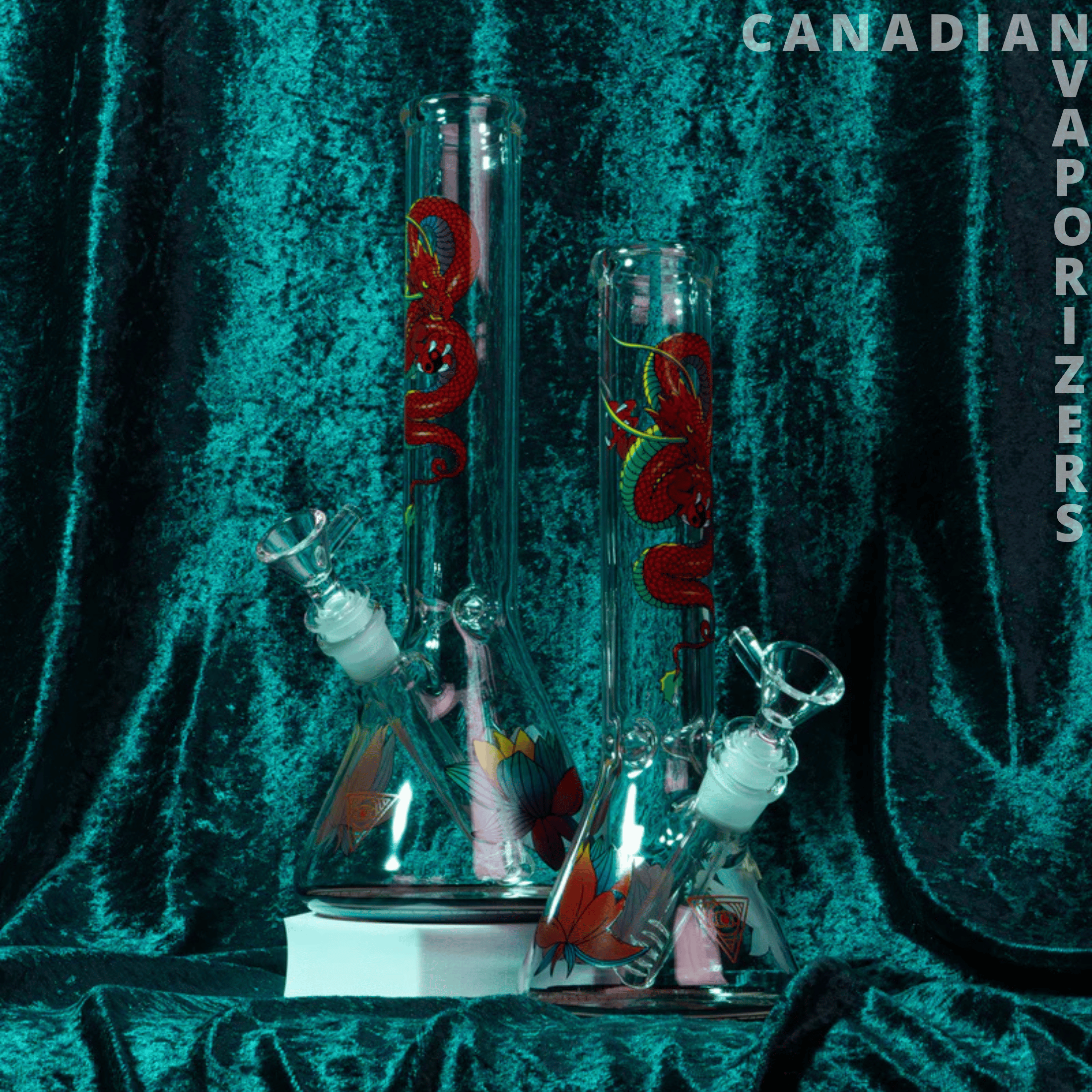 Red Eye Glass 12&quot; Yin-Yang Dragon Water Pipe