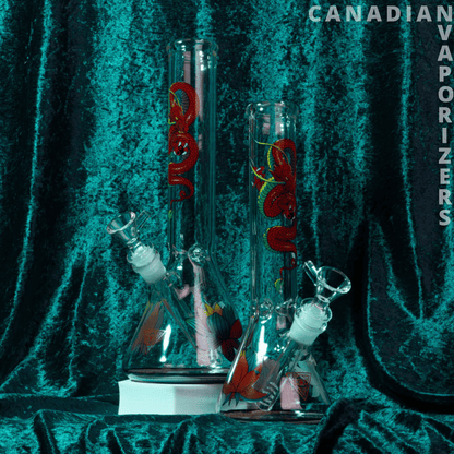 Red Eye Glass 12&quot; Yin-Yang Dragon Water Pipe