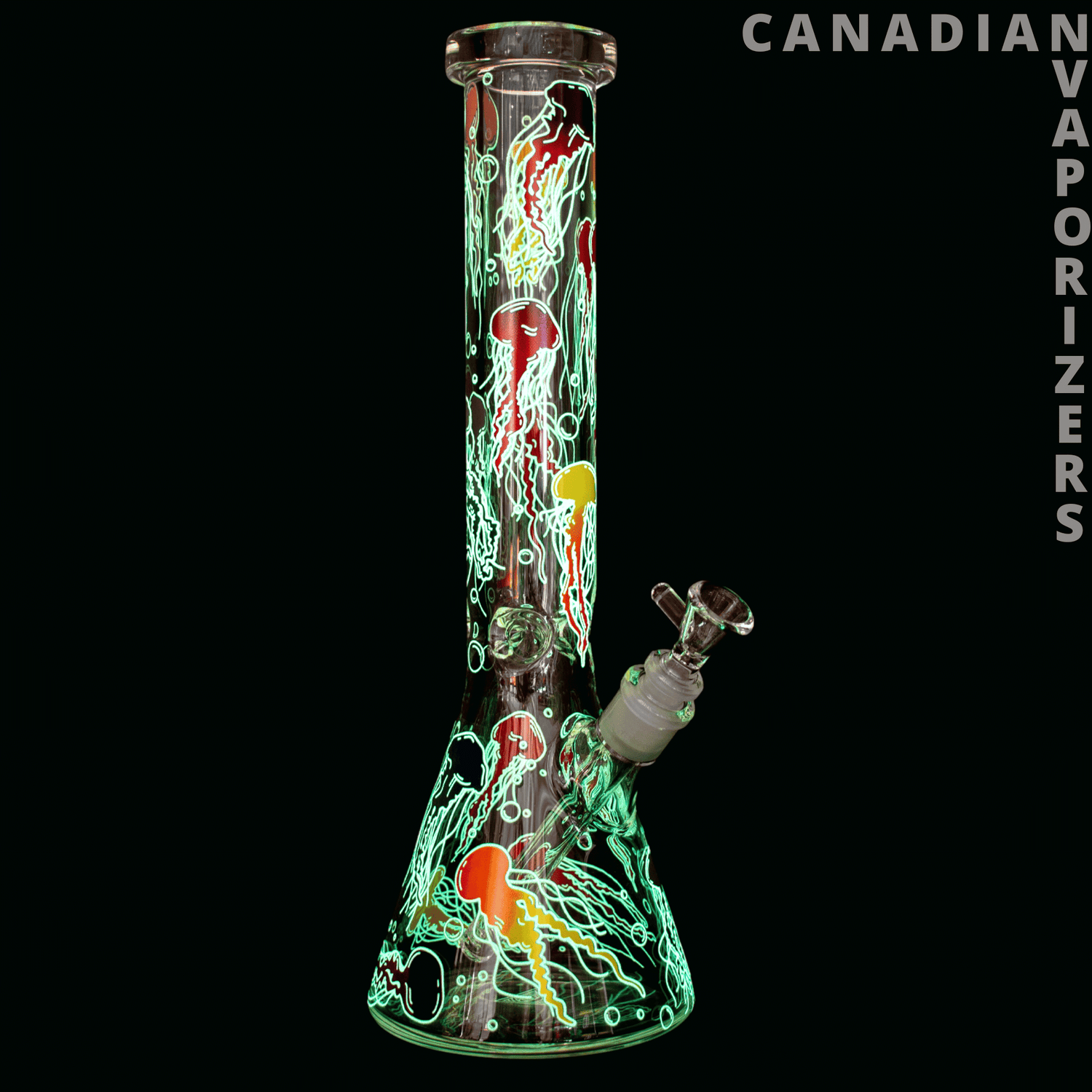 Red Eye Glass 15" 7mm Thick Jellyfish Glow-in-the-Dark Water Pipe