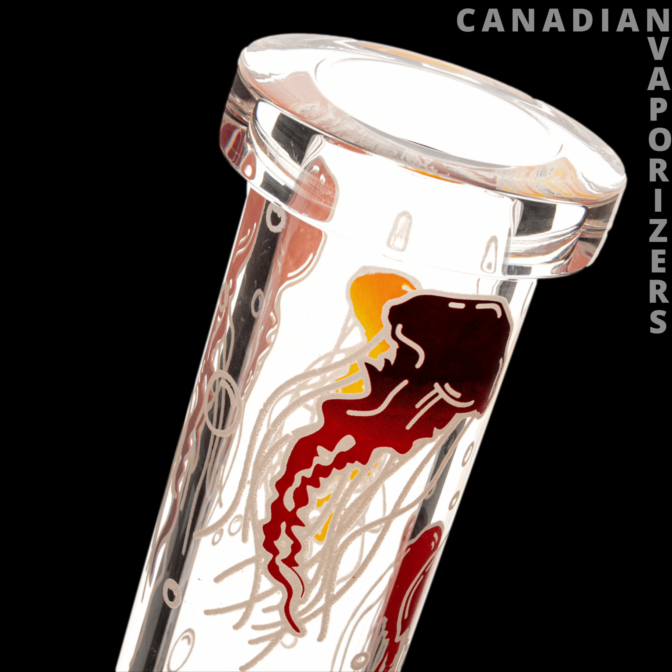 Red Eye Glass 15" 7mm Thick Jellyfish Glow-in-the-Dark Water Pipe