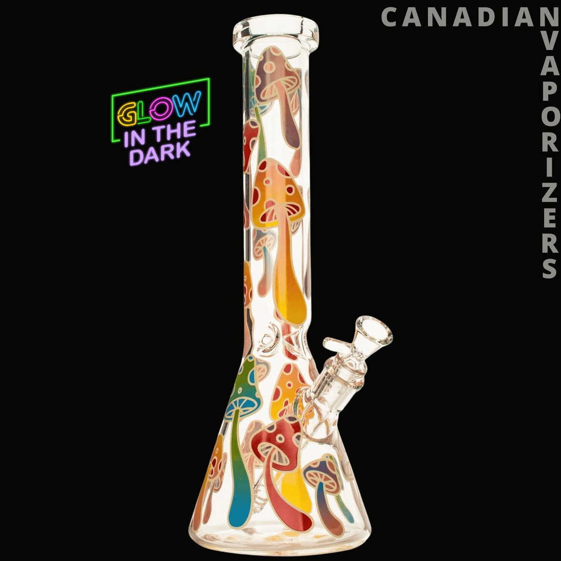 Red Eye Glass 15&quot; Glow-in-the-Dark Mushroom Magic Beaker Base Water Pipe