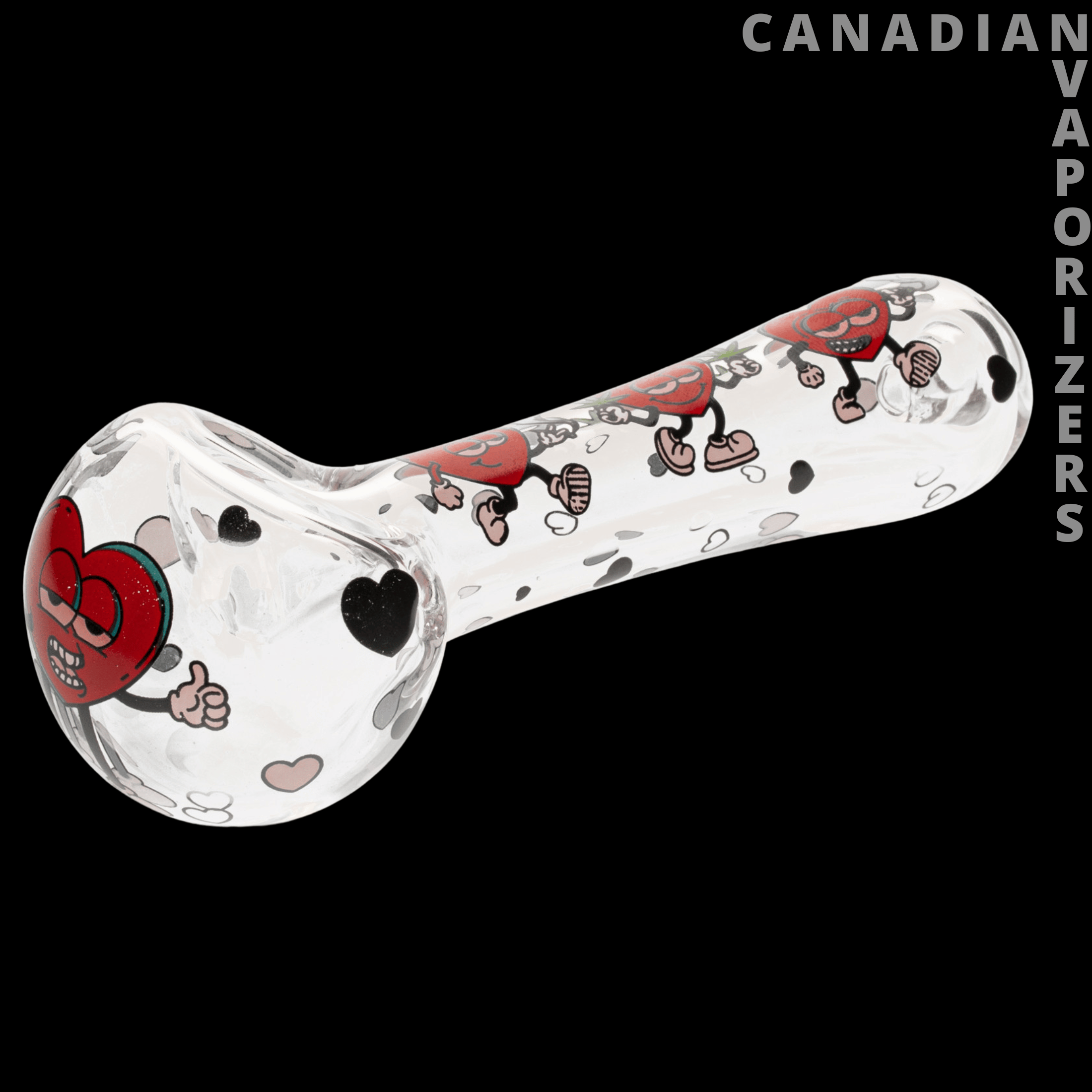 Red Eye Glass 4.5&quot; Hearts Spoon Hand Pipe