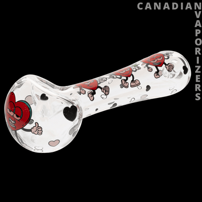 Red Eye Glass 4.5&quot; Hearts Spoon Hand Pipe
