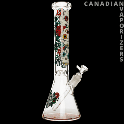 Red Eye Glass 15&quot; 7mm Thick Sugar Skull Glow-in-the-Dark Water Pipe