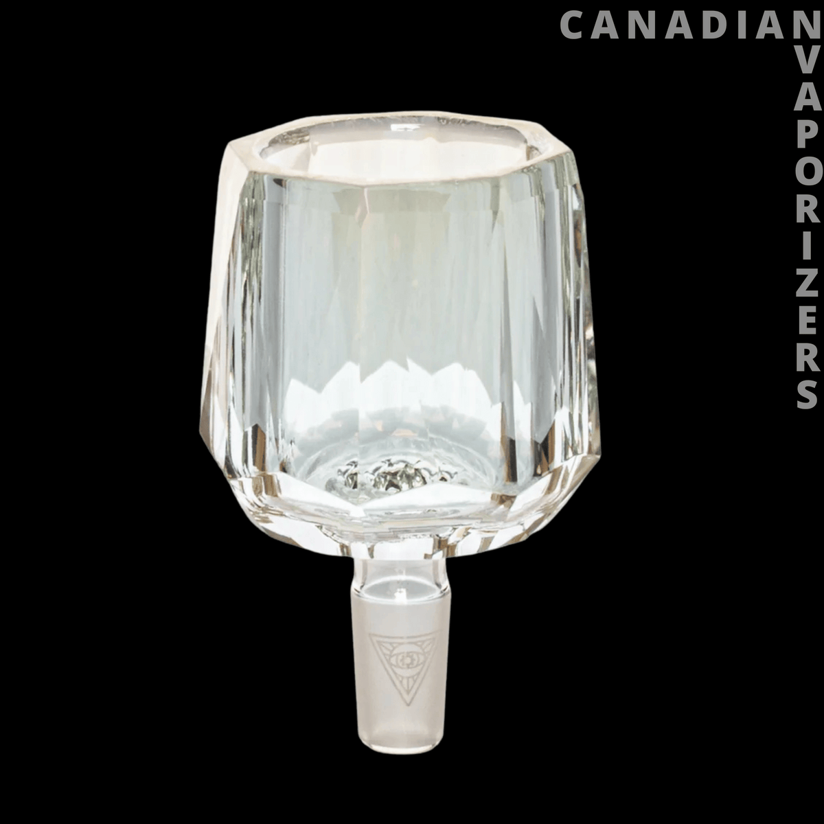 Red Eye Tek 14mm Terminator Puffco Proxy Pull-Out - Clear faceted glass 14 mm pull-out adapter with a wide, barrel-shaped chamber and tapered connector.