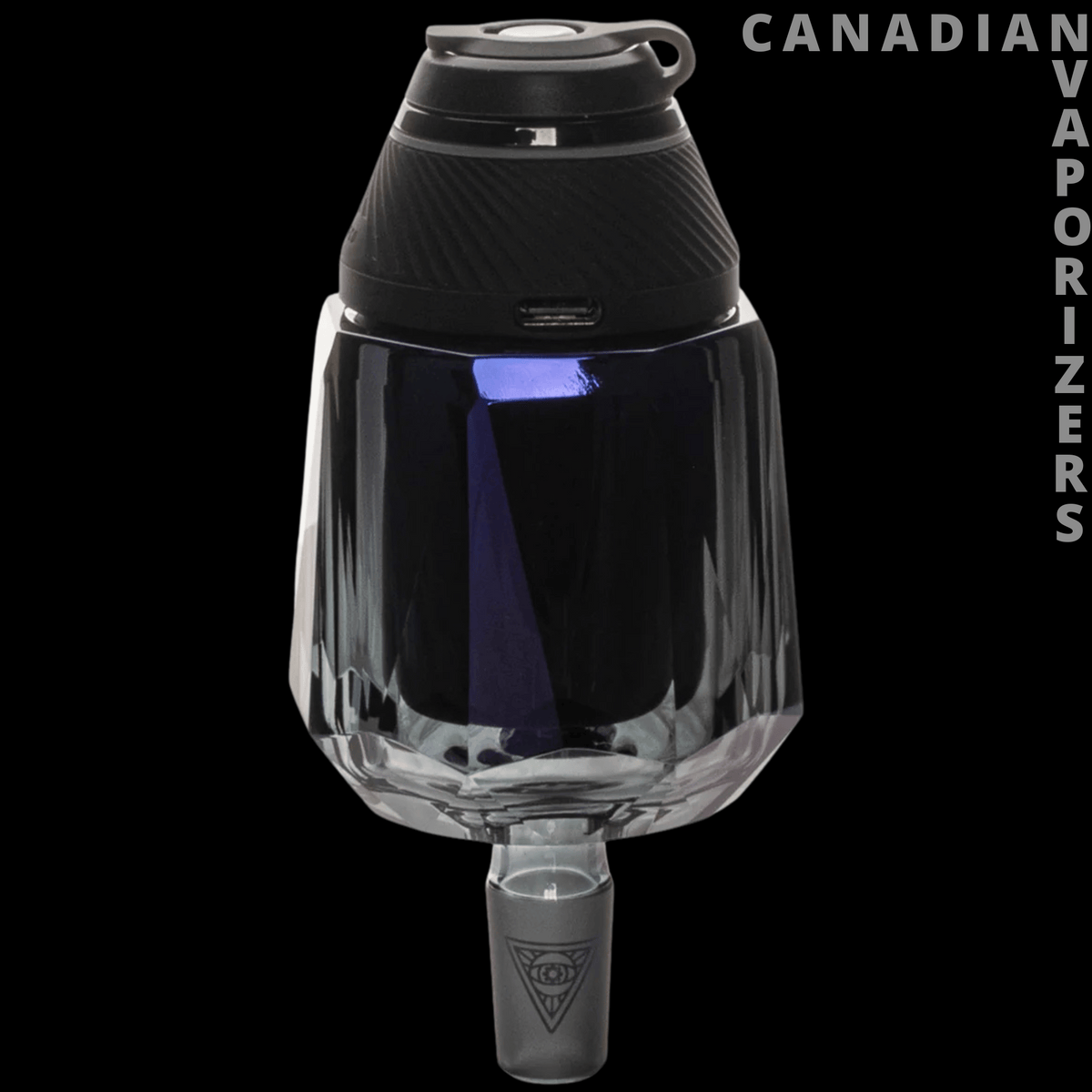 Red Eye Tek 14mm Terminator Puffco Proxy Pull-Out - Smoky glass Proxy pull-out with a black ribbed top, purple accent, and gray 14mm connector.