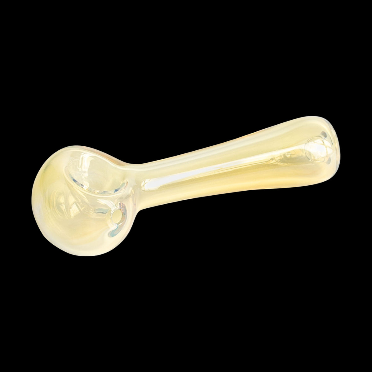 Red Eye 4.5" Spoon Hand Pipe - Translucent pale yellow glass spoon hand pipe with a rounded bowl and straight tapered stem.