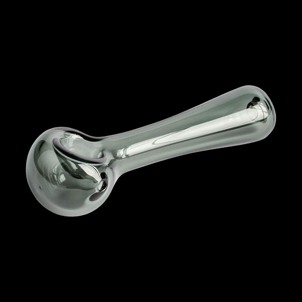 Red Eye 4.5" Spoon Hand Pipe - Clear glass spoon hand pipe with a rounded bowl and slim, curved stem.