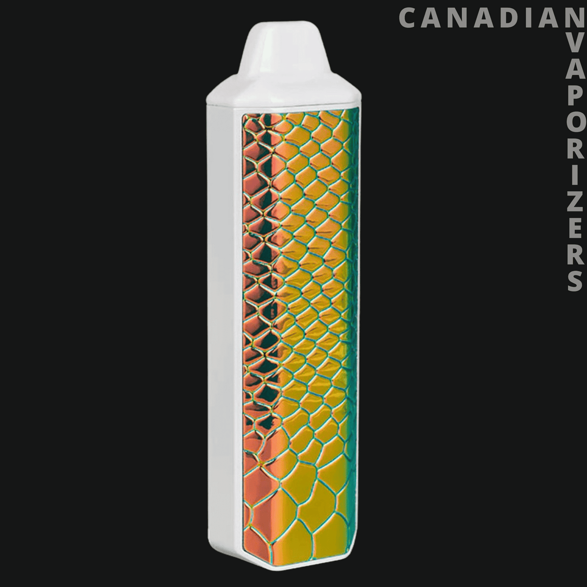 Xvape Aria - Gold Xvape Aria vaporizer with a white mouthpiece and colorful geometric scale-patterned body.