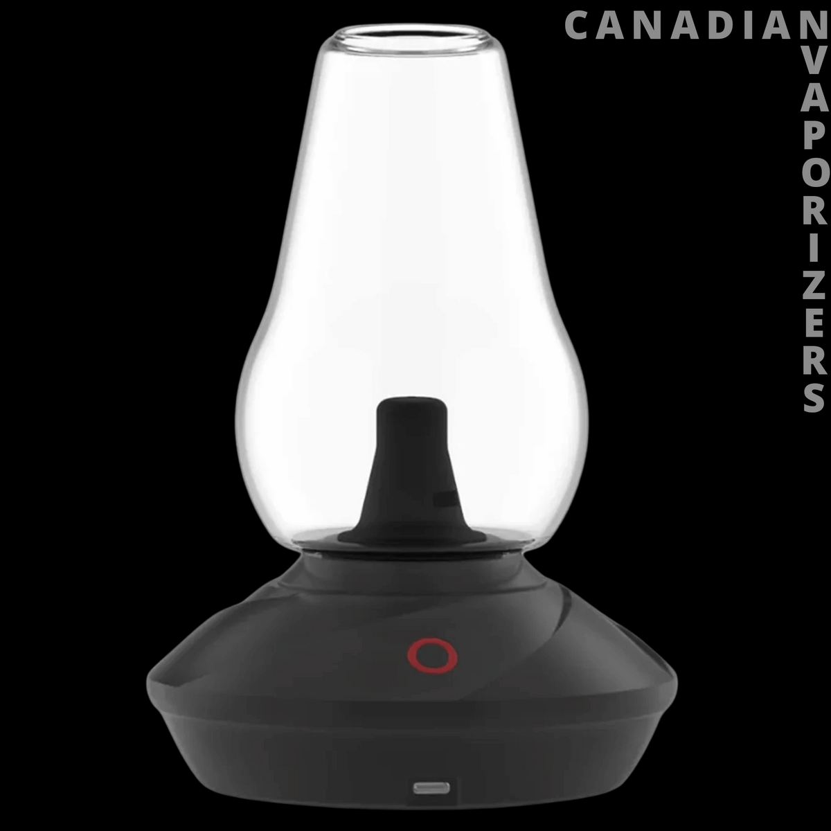Zenco Duo Vaporizer - Black Zenco Duo vaporizer with a clear glass chamber and red circular button.