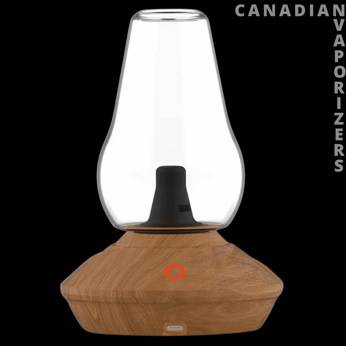 Zenco Duo Vaporizer - Zenco Duo Vaporizer with a clear glass chamber and rounded wood-grain base.