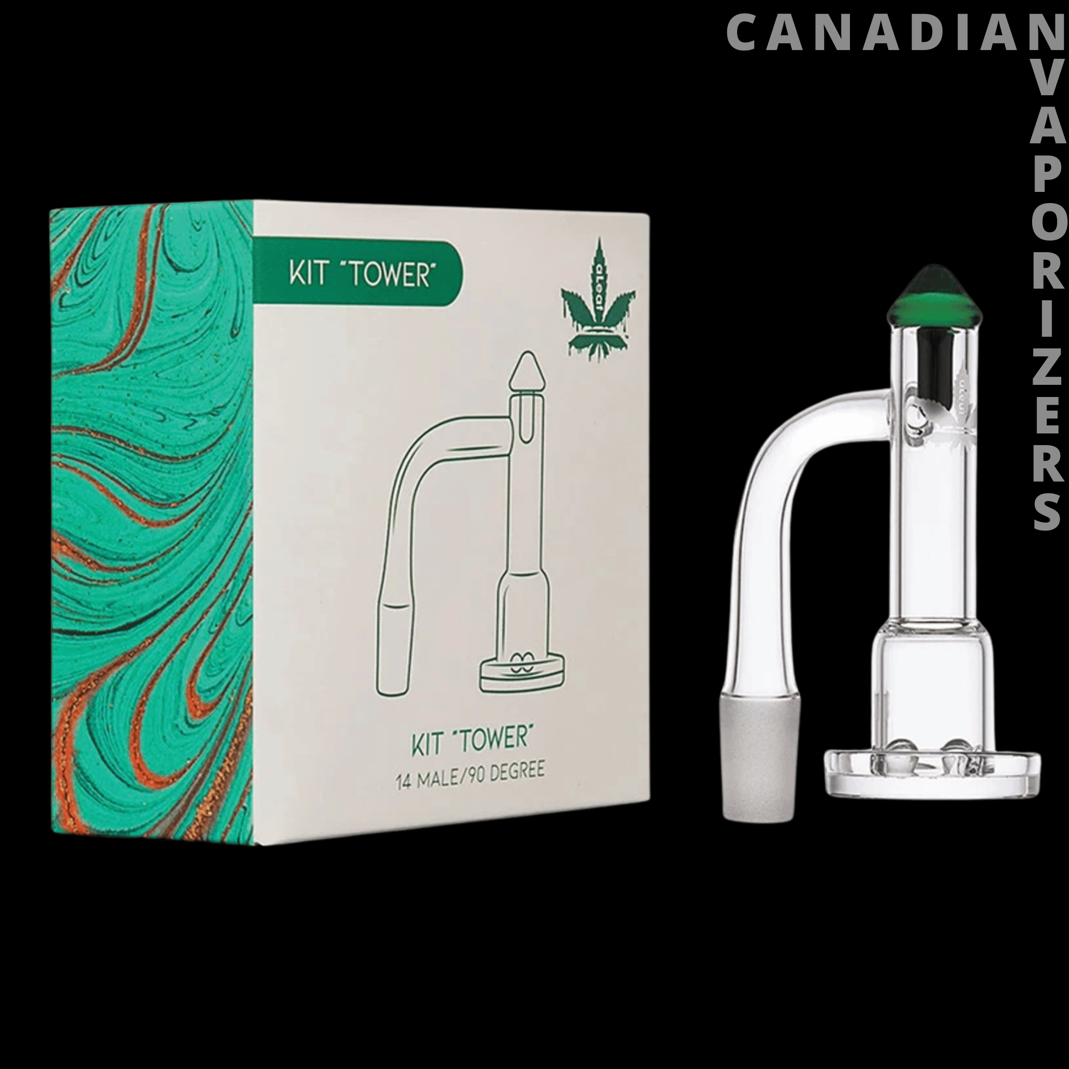 aLeaf Tower Quartz Banger Spinner Kit - 14mm M/90 Degree