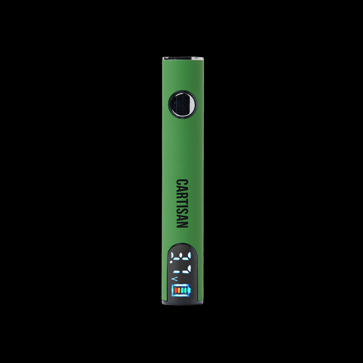 Cartisan Pro Pen NEO 400 510 Battery - Green Cartisan Pro Pen NEO 400 battery with a round button and small digital display.