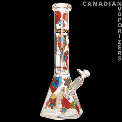 Cheech &amp; Chong Glass 15&quot; Power to the Flower Dual Chamber Hex Beaker Base Water Pipe - Canadian Vaporizers