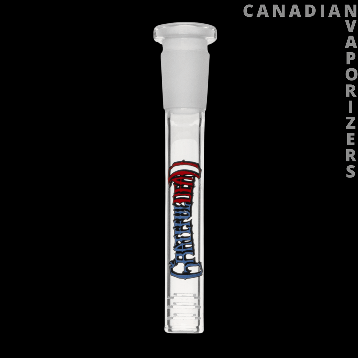 Gear Premium 10" Space Your Face Beaker Base Water Pipe - Clear glass water pipe downstem with red and blue Space Your Face lettering and a frosted joint.