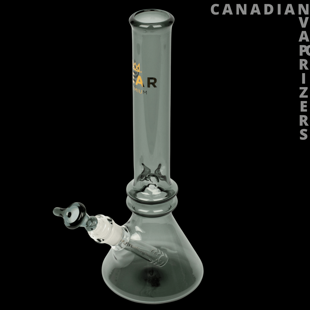 Gear Premium | 12" Tall Freaker Beaker Tube - Clear glass beaker tube with a tall cylindrical neck, flared base, and angled side joint.