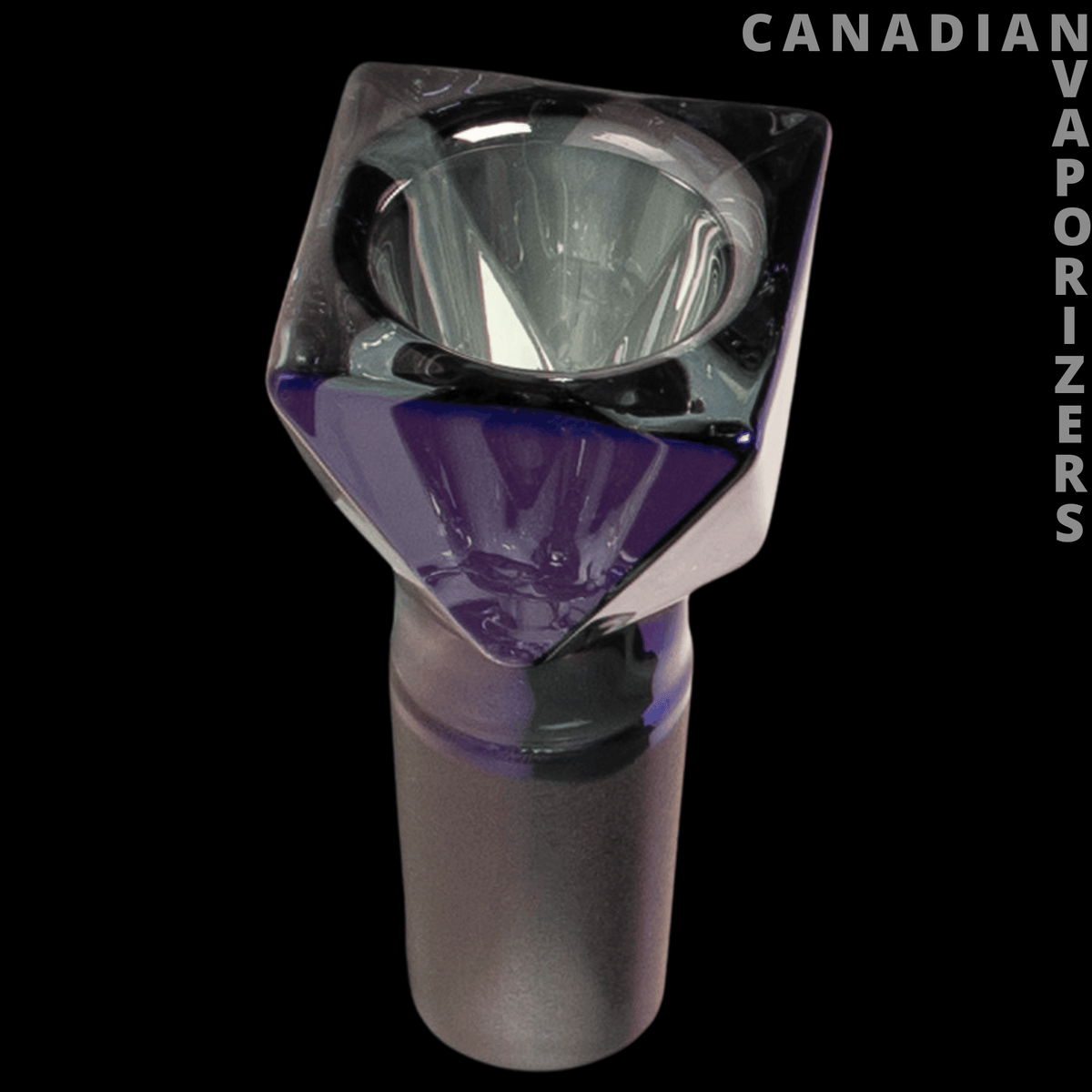 Jane West 14mm Twenties Collection Pull-Out - Purple 14mm glass pull-out bowl with an angular faceted design and clear glass rim.