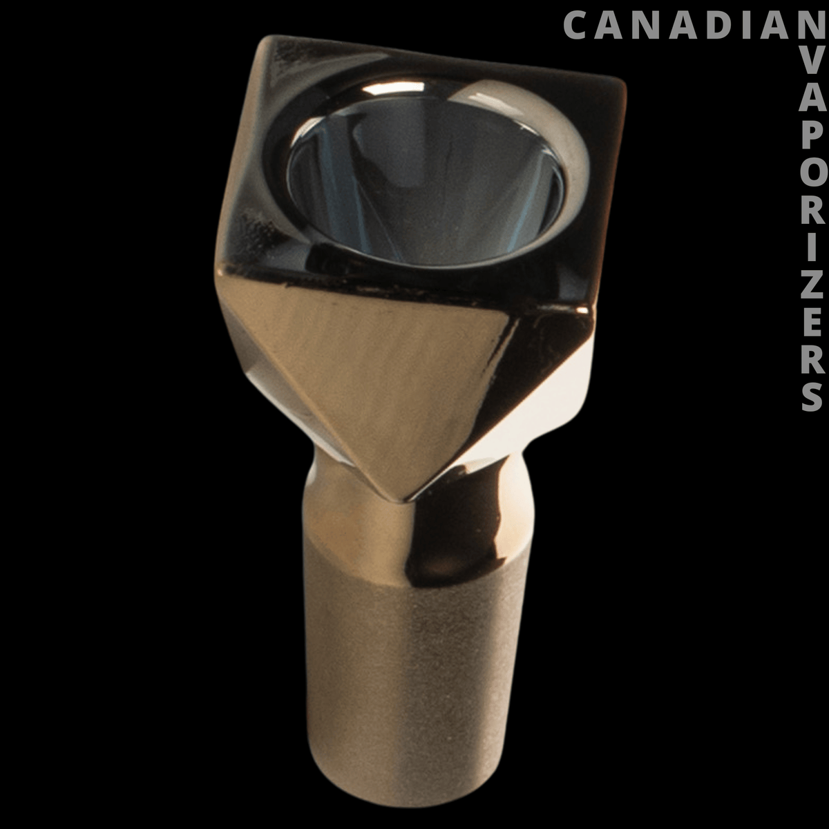 Jane West 14mm Twenties Collection Pull-Out - Gold-toned glass pull-out bowl with a faceted Art Deco shape and deep black interior.