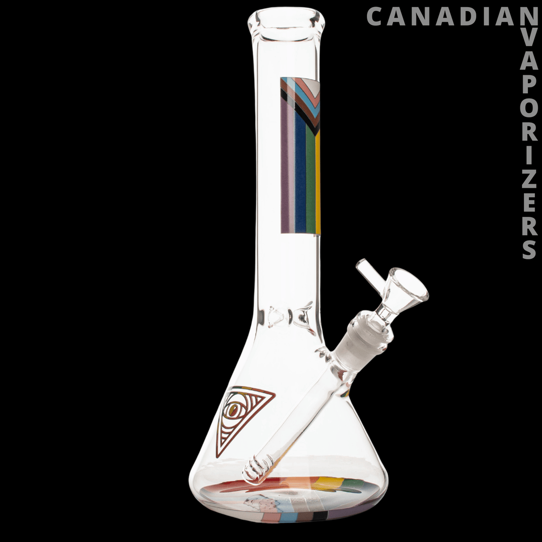 Red Eye Glass 12" All Inclusive Beaker Base Water Pipe - Canadian Vaporizers