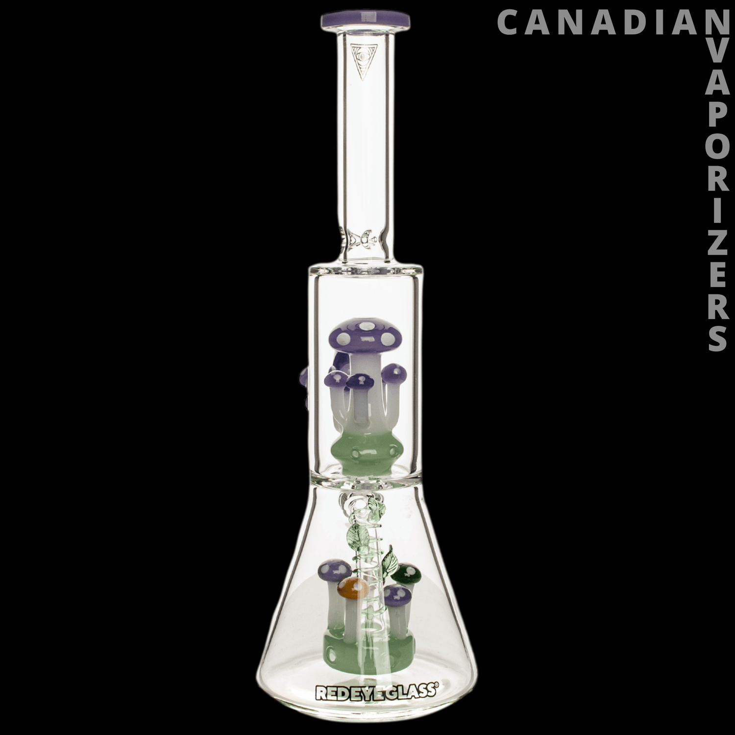 Red Eye Glass 12&quot; Amanita Dual Chamber Beaker Base Water Pipe - Canadian Vaporizers