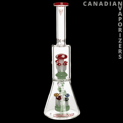 Red Eye Glass 12&quot; Amanita Dual Chamber Beaker Base Water Pipe - Canadian Vaporizers