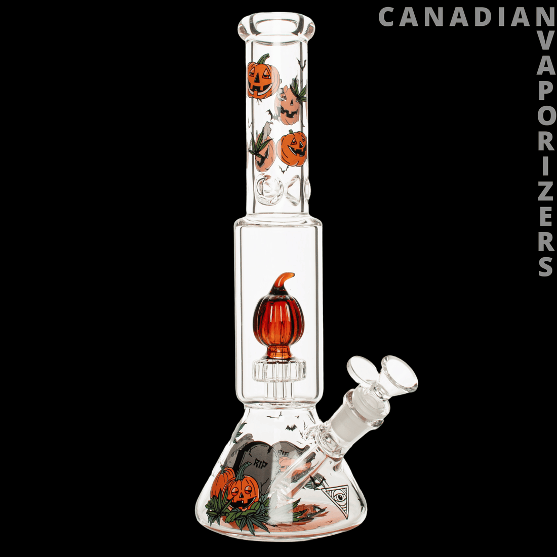 Red Eye Glass 12&quot; Dual Chamber Jack - O - Lantern Water Pipe - Canadian Vaporizers