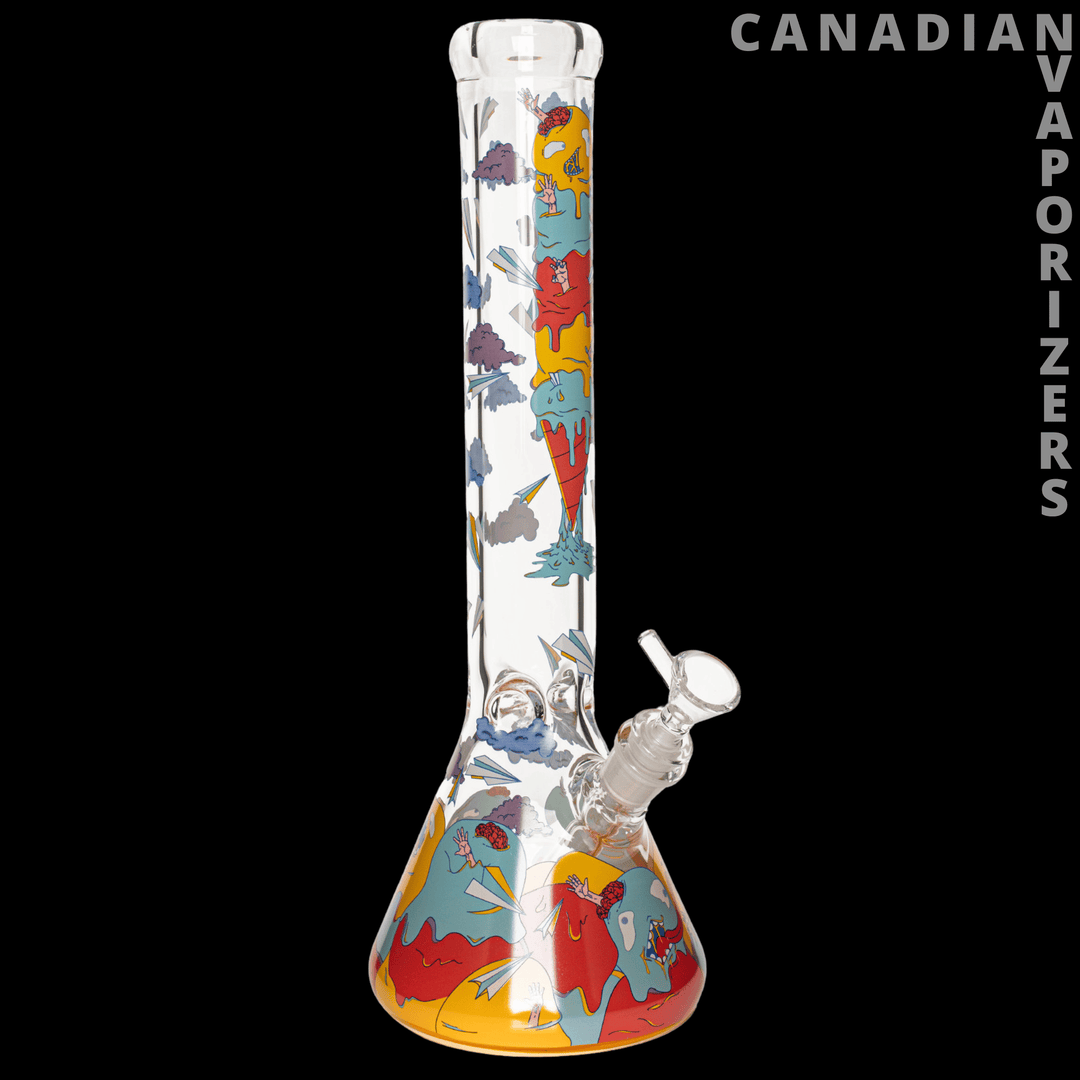 Red Eye Glass 15" 7mm Thick Ice Cream Mountain Beaker Base Water Pipe (Limited Edition) - Canadian Vaporizers