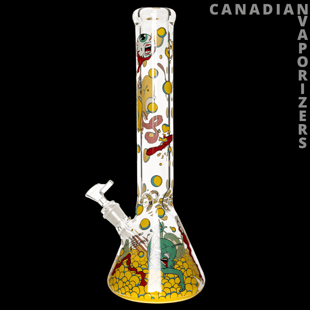 Red Eye Glass 15" 7mm Thick Monster Ball Pit Beaker Base Water Pipe (Limited Edition) - Canadian Vaporizers