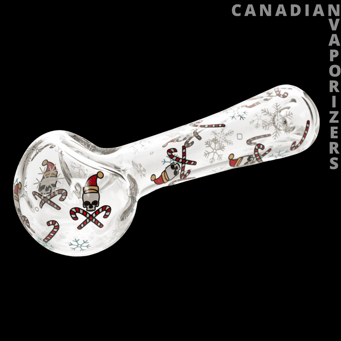Red Eye Glass 4.5&quot; Skull &amp; Crosscanes Spoon Hand Pipe - Canadian Vaporizers