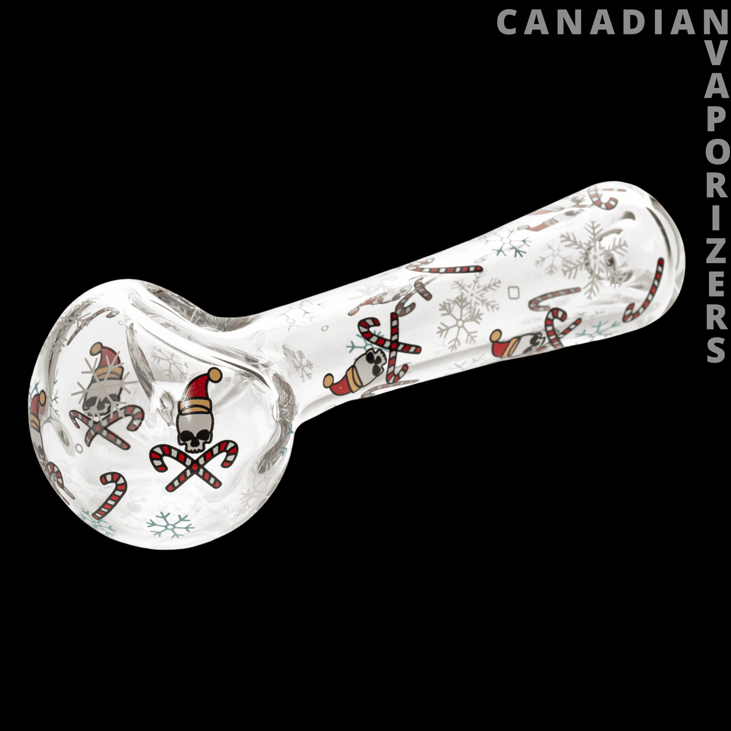 Red Eye Glass 4.5&quot; Skull &amp; Crosscanes Spoon Hand Pipe - Canadian Vaporizers