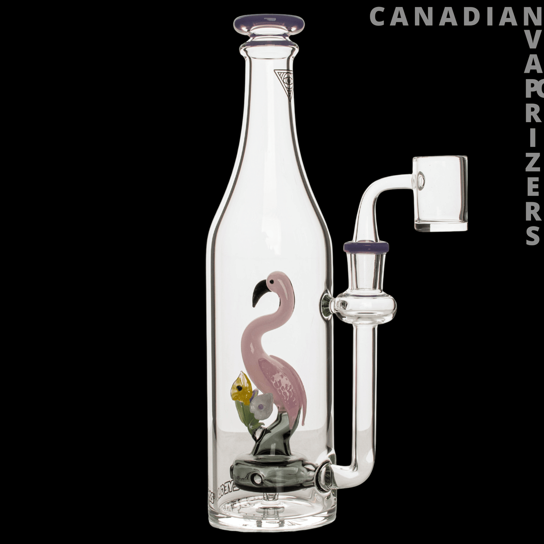 Red Eye Glass 9.5" Purple Slyme Flamingo Bottle Concentrate Rig - Canadian Vaporizers