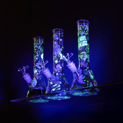 Red Eye Glass 10" Glow-in-the-Dark Cemetery Water Pipe