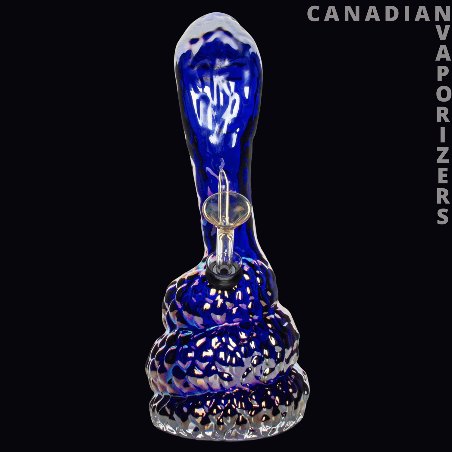 Retro Glass 10&quot; Platinum Metallic Cobra Water Pipe - Canadian Vaporizers