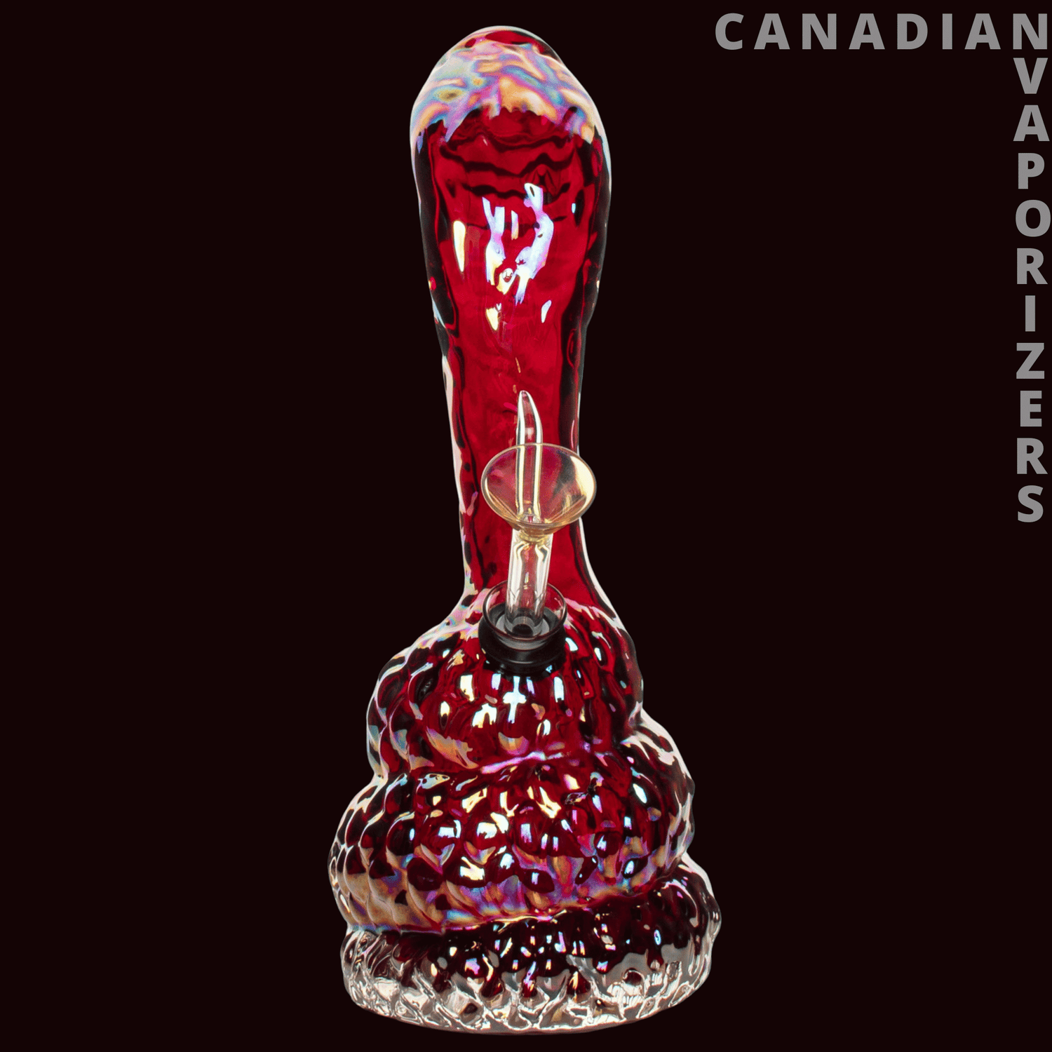 Retro Glass 10&quot; Platinum Metallic Cobra Water Pipe - Canadian Vaporizers