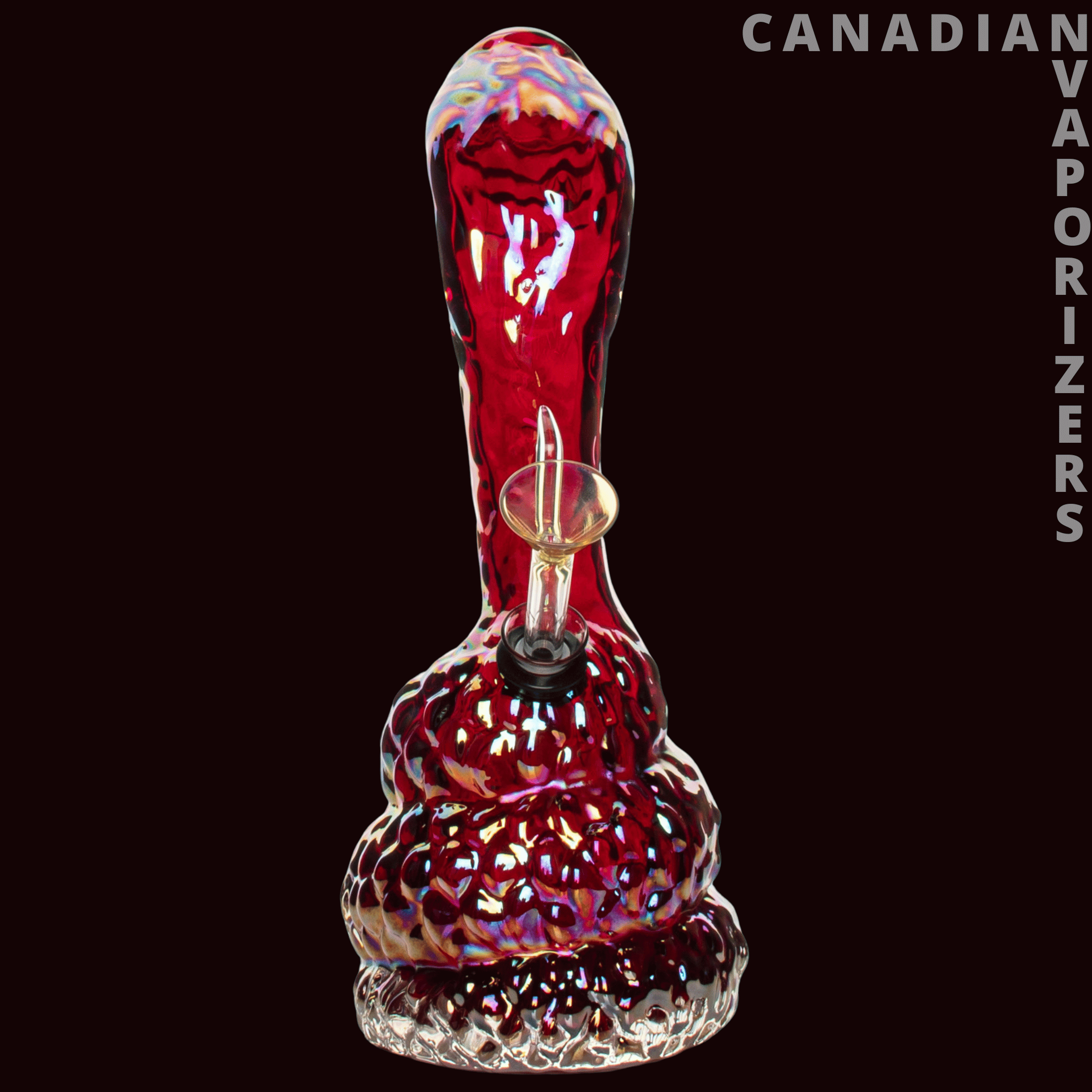 Retro Glass 10&quot; Platinum Metallic Cobra Water Pipe - Canadian Vaporizers