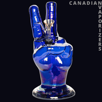 Retro Glass 10&quot; Platinum Metallic Peace Sign Water Pipe - Canadian Vaporizers