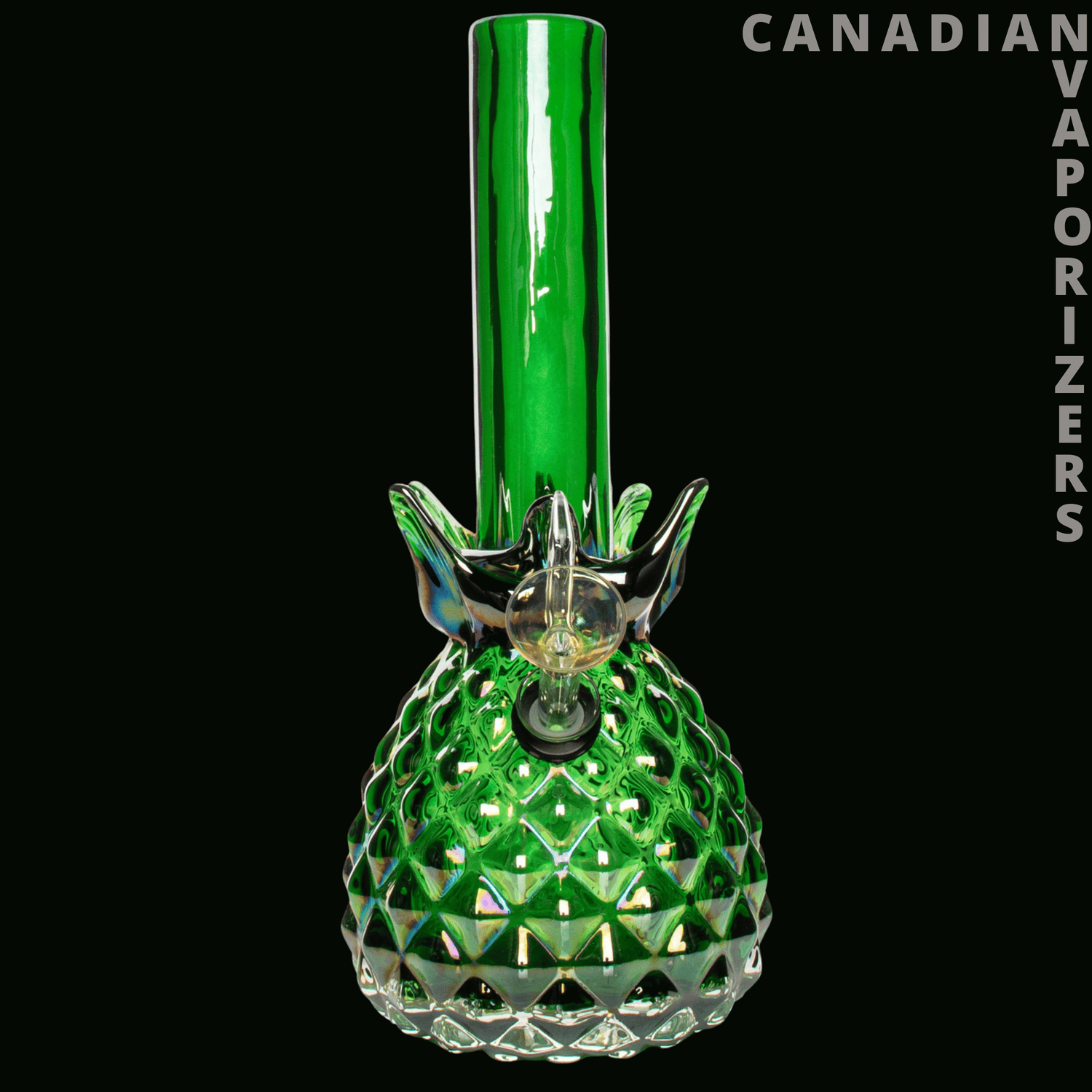 Retro Glass 10&quot; Platinum Metallic Pineapple Water Pipe - Canadian Vaporizers